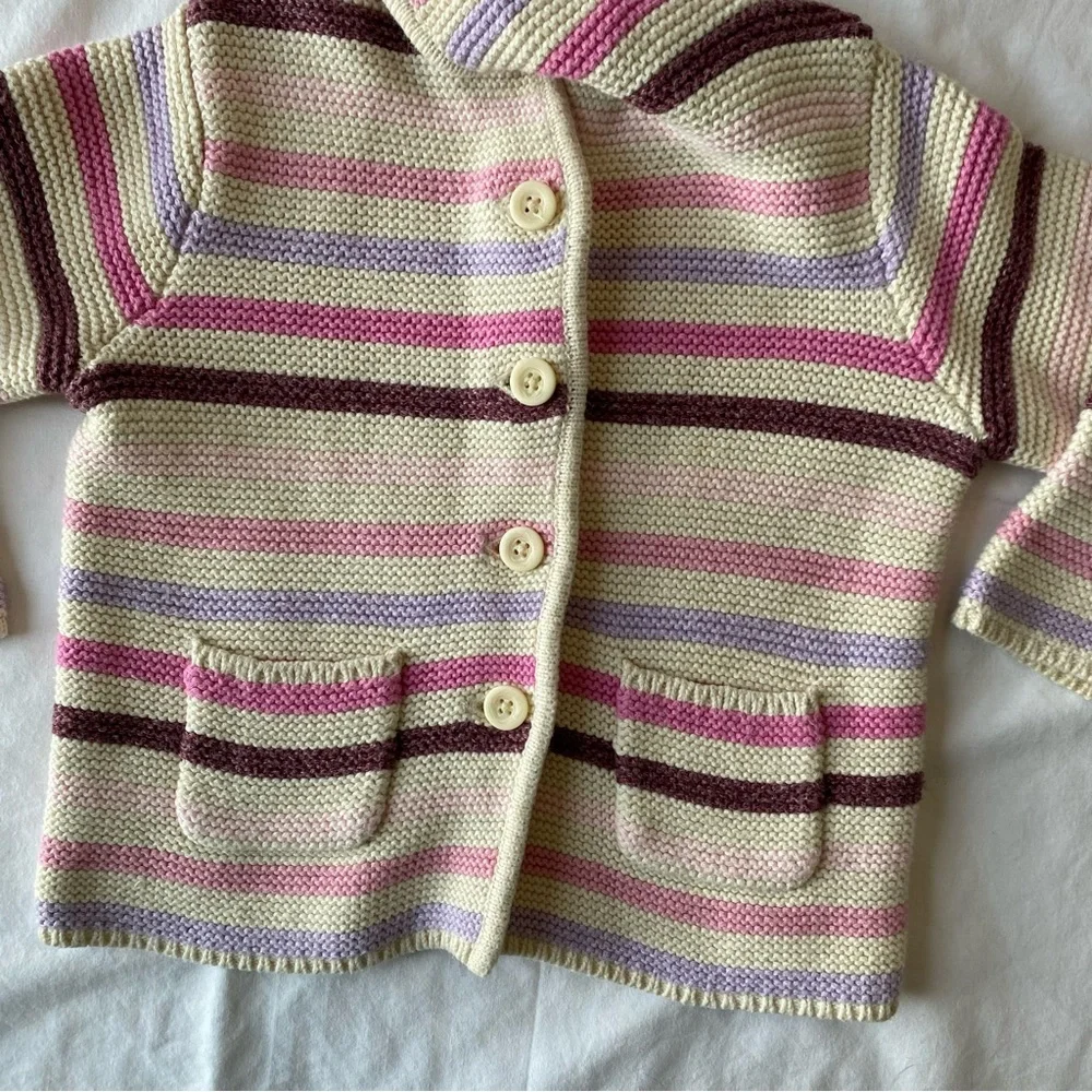 GAP Baby Kids Sweater Hoodie Cardigan Knit Button Down Cotton Pink Purple 12 18